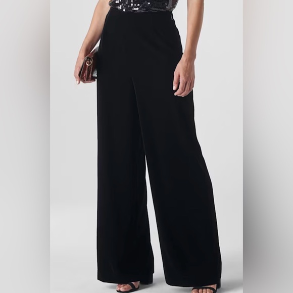 Dana Buchman Pants - Vintage Wide Leg Black Velvet Trouser Pants Dana Buchman Size 8